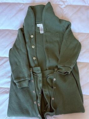 Polo by Ralph Lauren Olive Knit Button-Front Baby One-Piece
